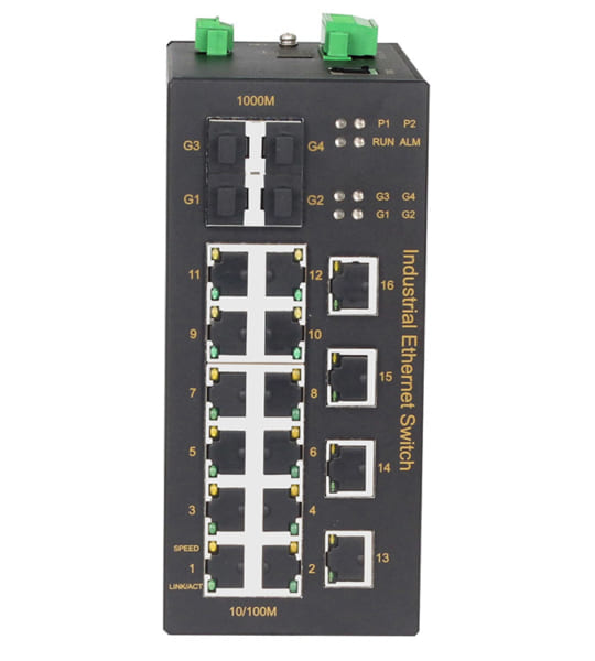 16 cổng 10/100M Ethernet + 4 cổng Gigabit SFP Din-Rail Layer2 được quản lý